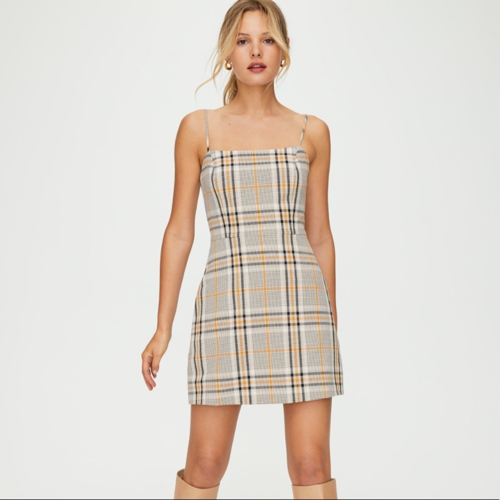 Aritzia Wilfred mini plaid dress
